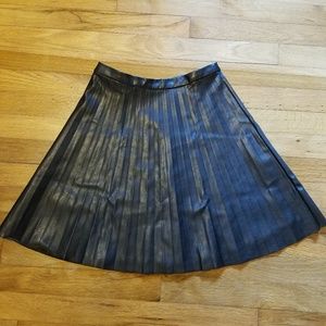 J. Crew Black Pleather Pleated Skirt